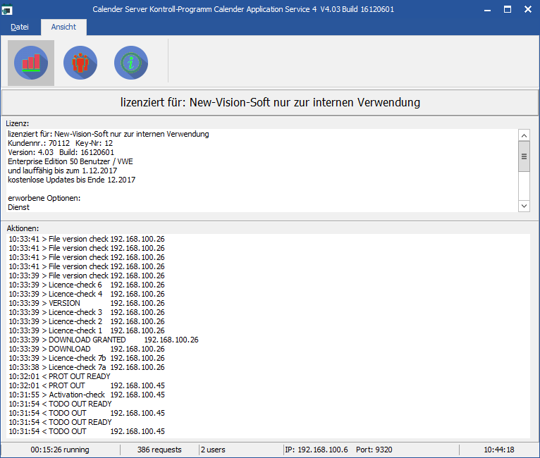 Calender Server Kontroll Programm